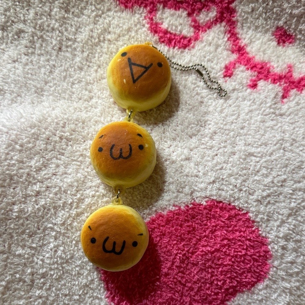 Cute Yellow Squishy Bread Emoji Keychain